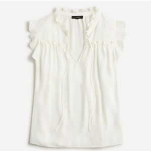 J. Crew White Ruffle Blouse